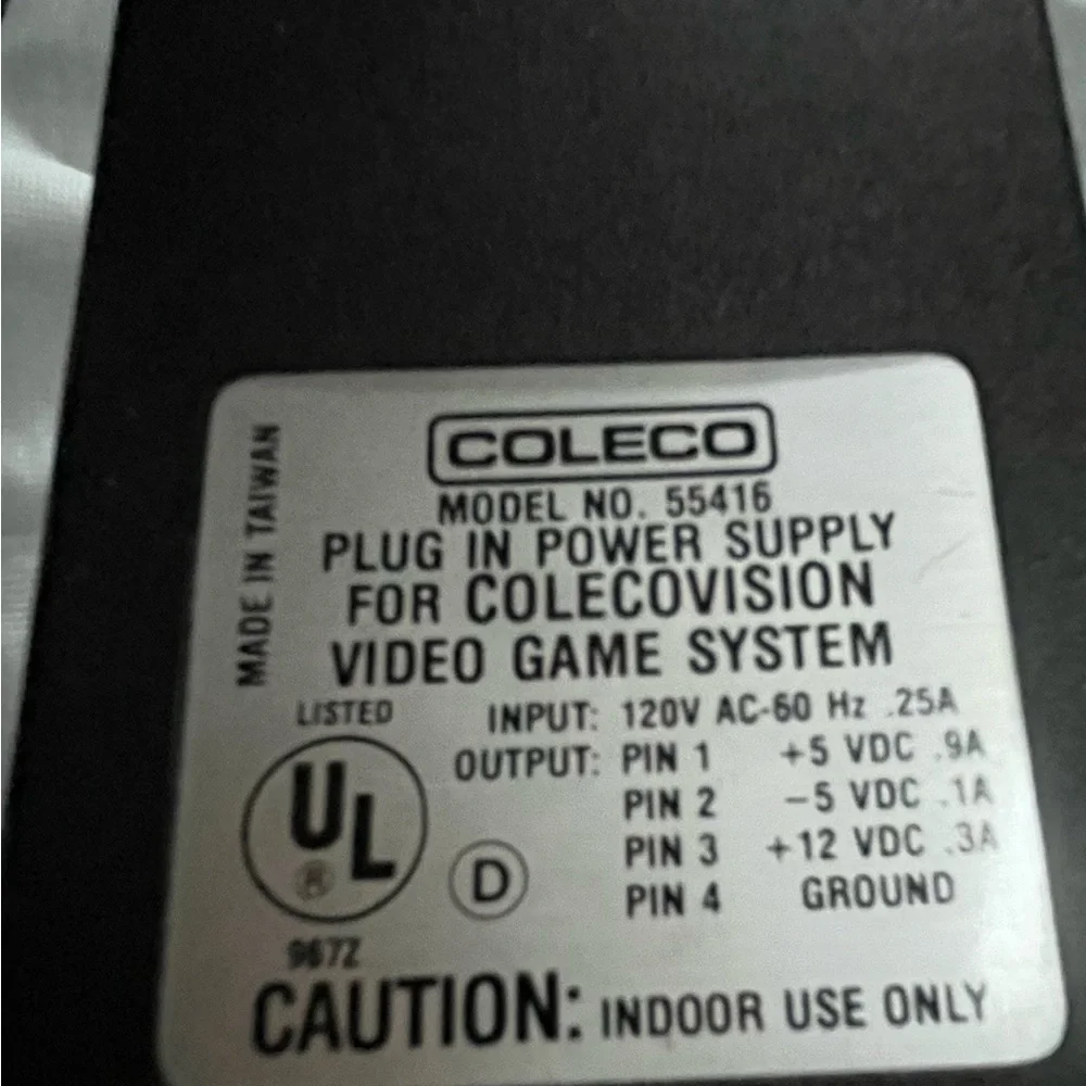 Coleco vintage plug in power supply for Colecovision Video Game System.